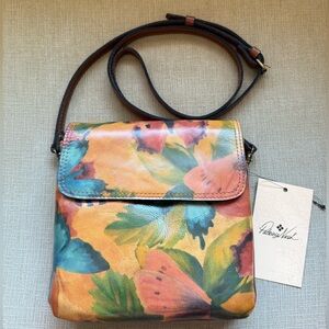 PATRICIA NASH Balluri Front Flap Leather Crossbody Watercolor Butterfly 🦋 NWT